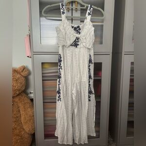 Truly Me White and Navy Jumpsuit